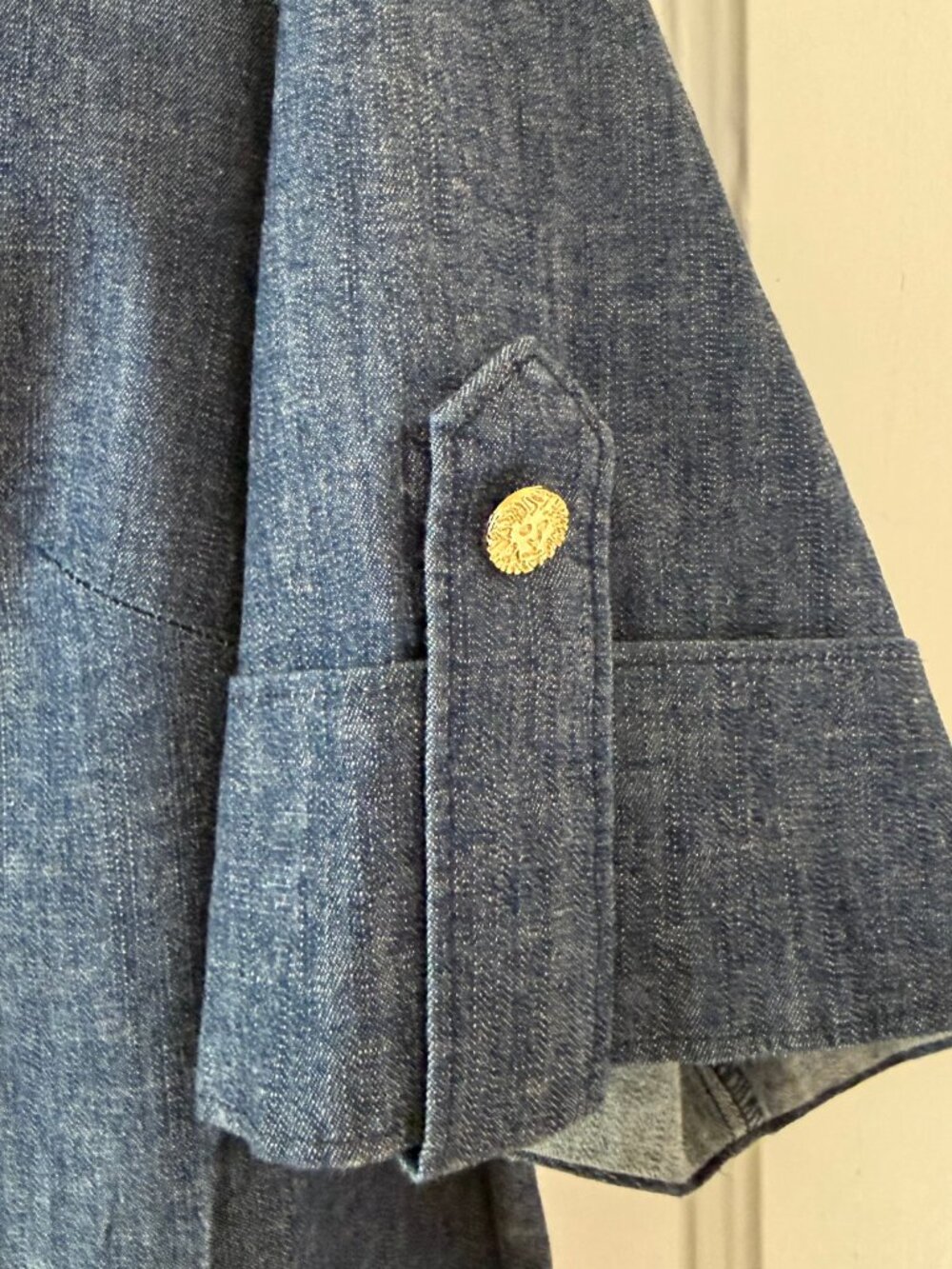 Anne Klein Lightweight Denim Gold Zipper  Shift Dress  Sz 6 - Picture 4 of 11